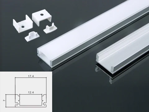 509 Extruded Aluminium Liner for LED strips (Surface Mounted)