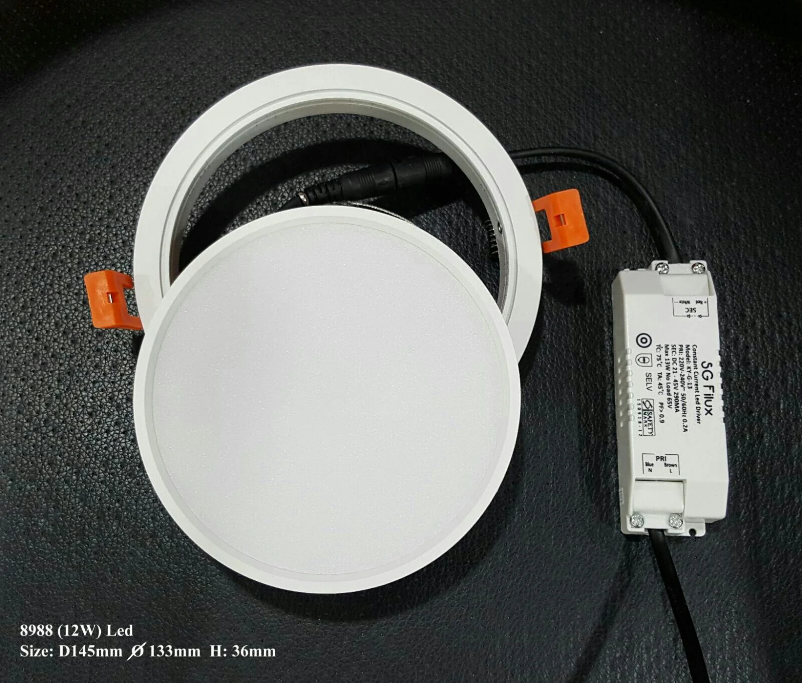 LED Round 8988/8989 (12w/18w) Downlights (Removable Frame) with Safety Mark Driver
