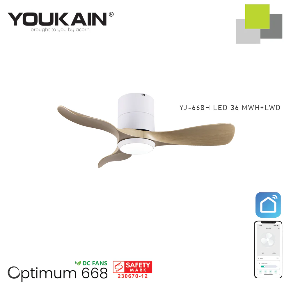 YOUKAIN –Smart Ceiling Fan (Wifi)(White Hugger) - Image 18