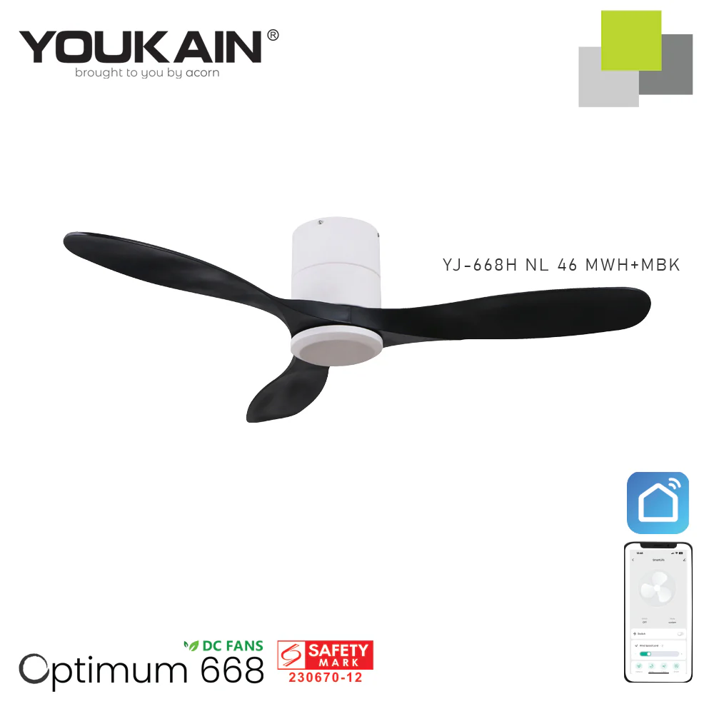 YOUKAIN –Smart Ceiling Fan (Wifi)(White Hugger) - Image 9